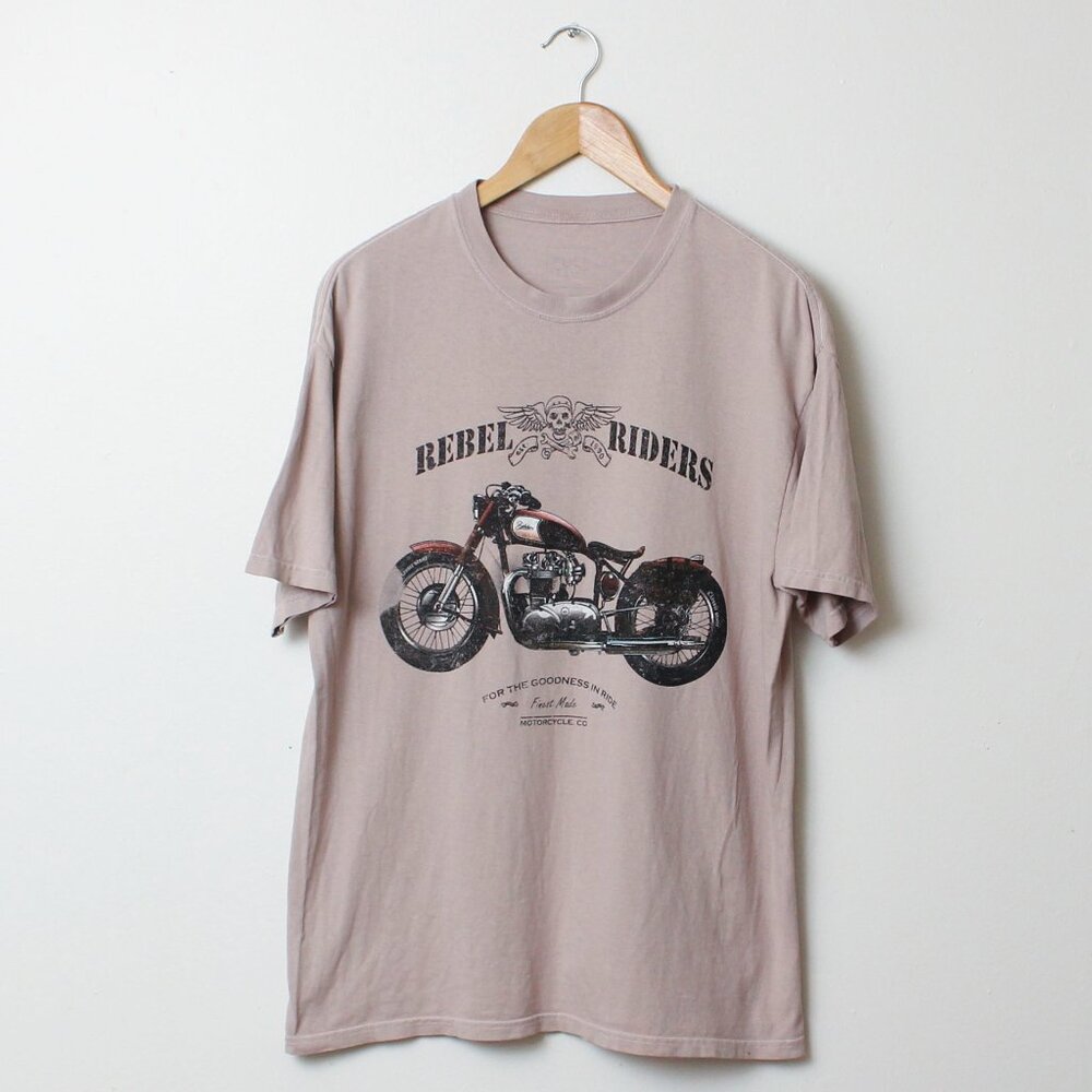 Full Tilt Shirt Men Medium Tan Motorcycle Rebel Riders Tee